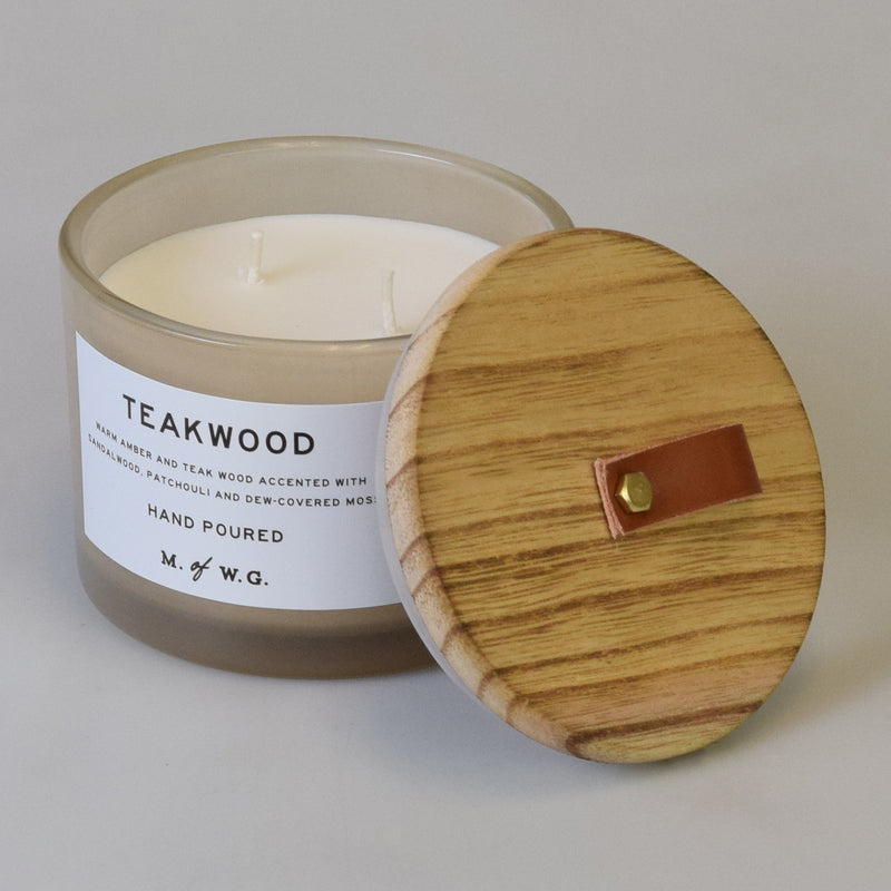 Teakwood & Leather Gold Candle
